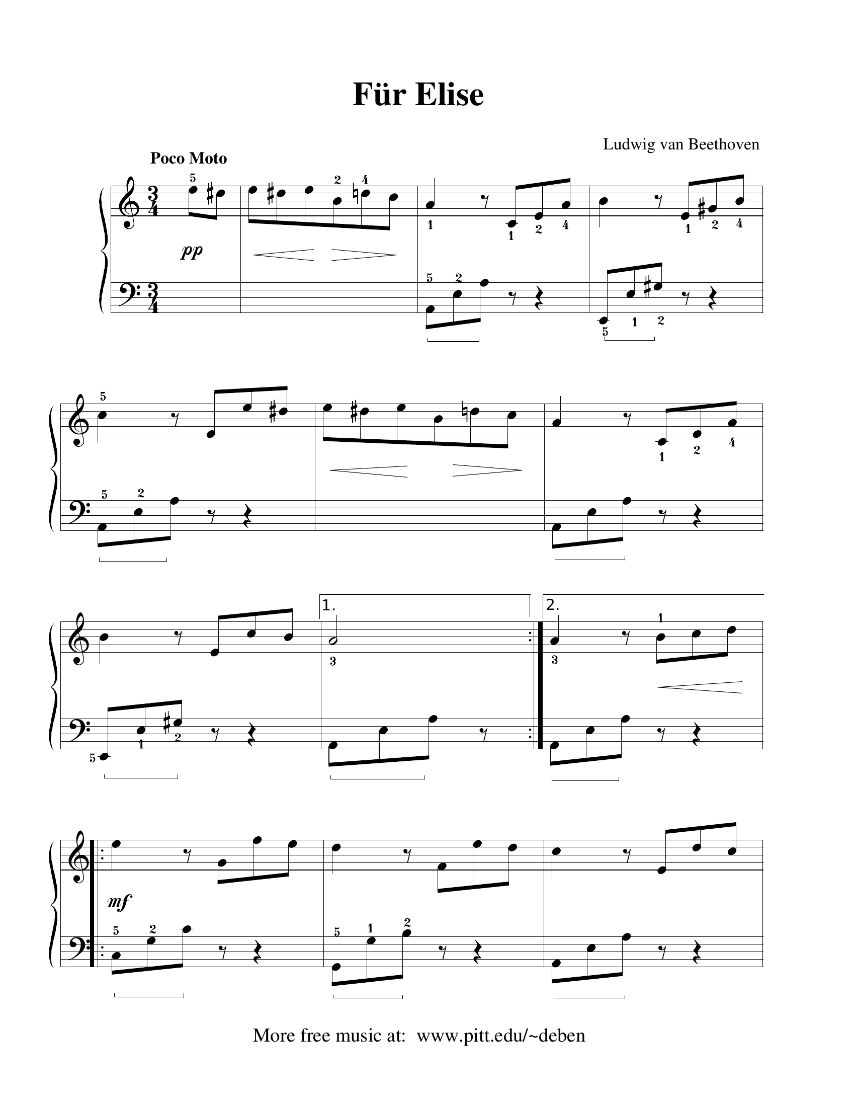 Fur Elise Sheet Music